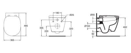 Унитаз подвесной Ideal Standard Connect E804601 укороченный 