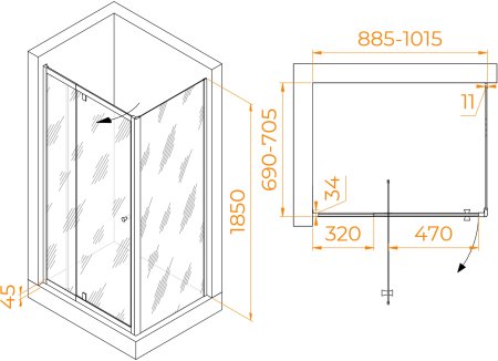 Душевой уголок RGW PA-44 (PA-02 + Z-050-1) 900x700 