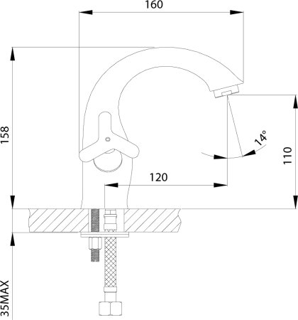 Смеситель для раковины Rossinka RS40-61 Хром 