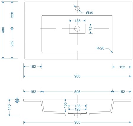 Тумба подвесная "ЛИМА 90" эмаль, под раковину LINE 90, 2 ящ., PLUS, графит 