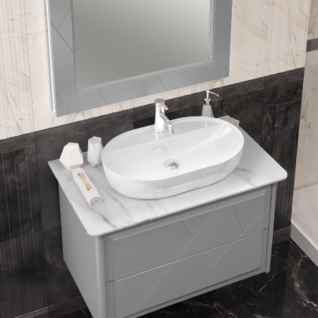 Тумба под раковину Opadiris Луиджи 90 00-00005940 подвесная Серая матовая 