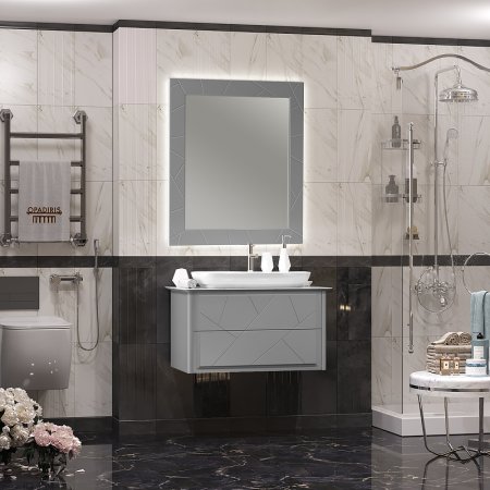 Тумба под раковину Opadiris Луиджи 90 00-00005940 подвесная Серая матовая 