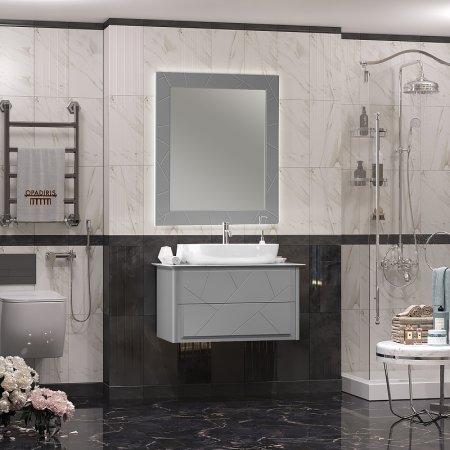 Тумба под раковину Opadiris Луиджи 90 00-00005940 подвесная Серая матовая 