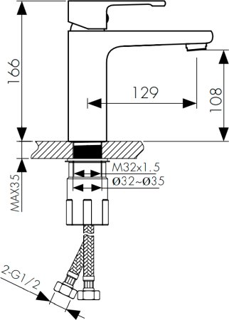 Смеситель для раковины Kaiser Elite 01011-2 Черный матовый 