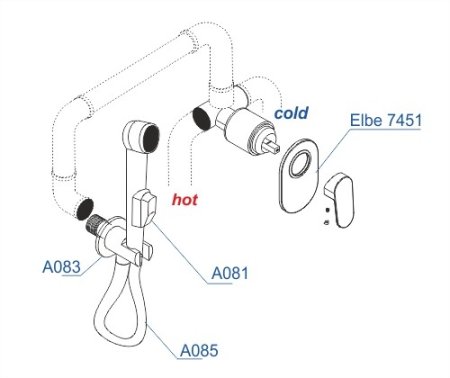 Гигиенический душ WasserKRAFT A117451 со смесителем черный 