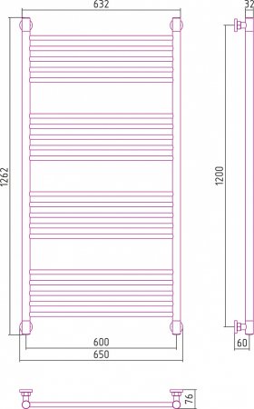 Полотенцесушитель водяной Сунержа Богема+ 120x60 прямая 