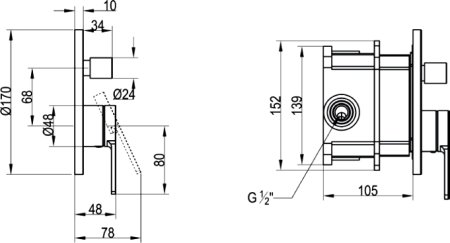 Смеситель Villeroy & Boch Architectura TVS10335300061 для ванны с душем 