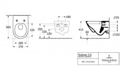 Унитаз подвесной Villeroy & Boch Subway 3.0 4670T0T2 