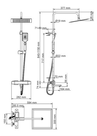 Душевая система WasserKRAFT A19901 с термостатом Хром 