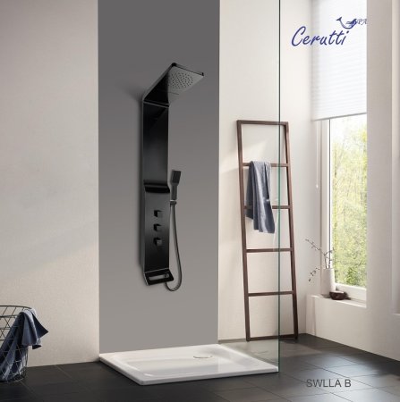 Душевая панель Cerutti SPA Sella B CT8989 с термостатом Черная глянцевая 