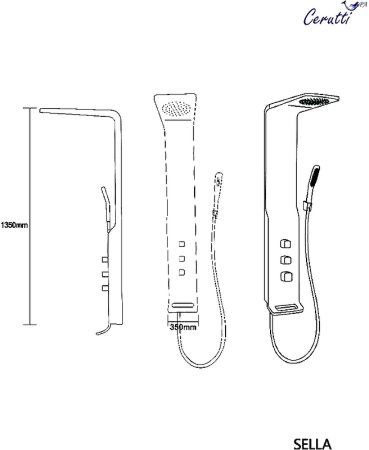 Душевая панель Cerutti SPA Sella B CT8989 с термостатом Черная глянцевая 