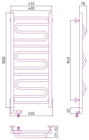 Полотенцесушитель электрический Сунержа Элегия 2.0 100x40 L 