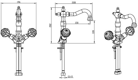 Смеситель для раковины Boheme Brillante Presente 352 Хром 