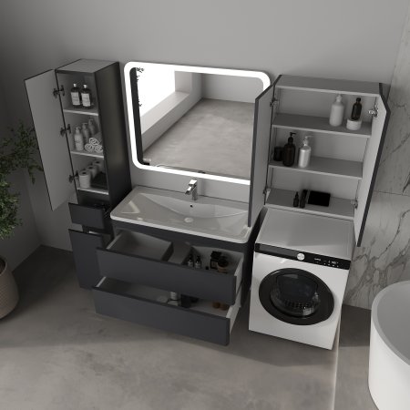 Тумба подвесная STYLE LINE "Атлантика 100", Люкс Плюс графит с раковиной Атлантика 100 