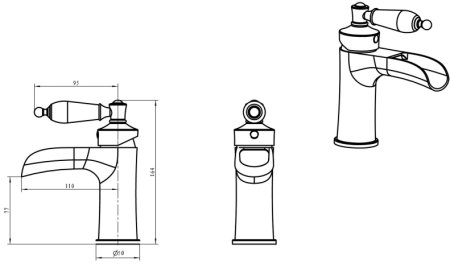 Смеситель для раковины Boheme Vogue Crystal 211-CRST Золото 