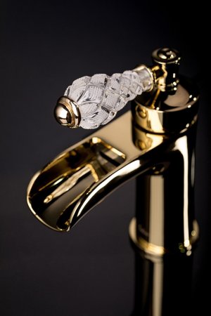 Смеситель для раковины Boheme Vogue Crystal 211-CRST Золото 