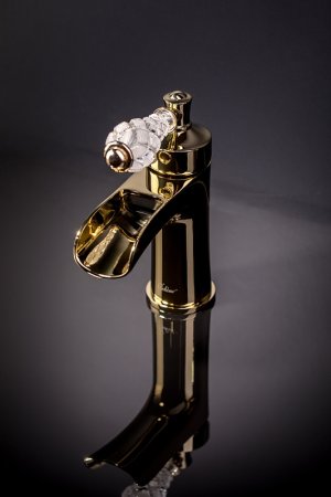 Смеситель для раковины Boheme Vogue Crystal 211-CRST Золото 