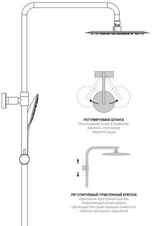 Душевая система Vincea Next VSFS-1N0TGM с термостатом Вороненая сталь 