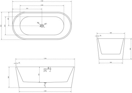Акриловая ванна ABBER AB9209MW белая матовая 