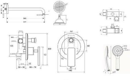 Душевая система Bronze de Luxe Pure A800/9143-2 Хром 