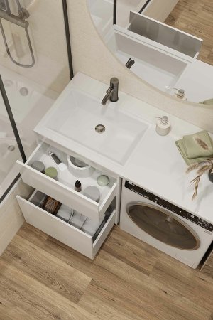 Тумба с раковиной Creto Cafor 110 L 19-W110L Белый глянец 