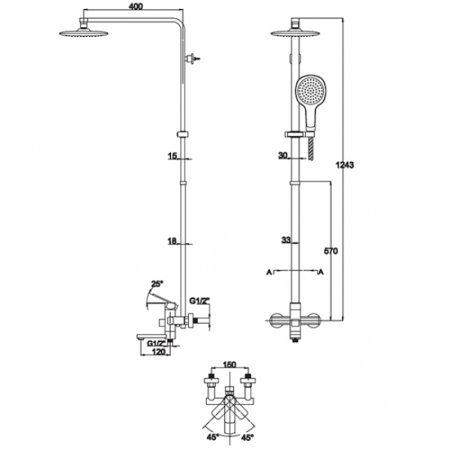 Душевая система Kaiser Sonat 35182 Хром лейка Серая 