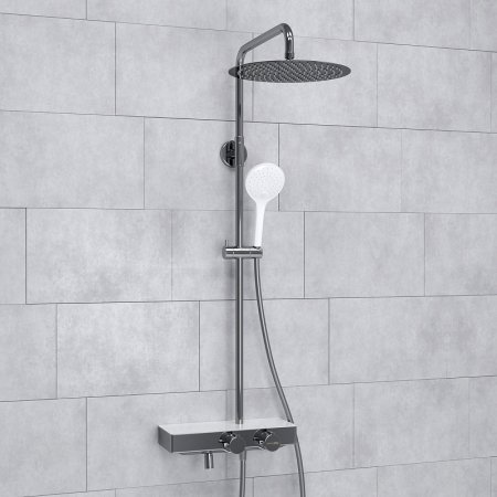 Душевая система WasserKRAFT A113.116.155.CH Thermo с термостатом Хром Белая 