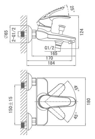 Смеситель D&K Wurzburg Bayern DA1113201 для ванны с душем 