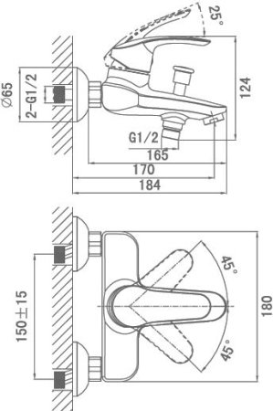 Смеситель D&K Wurzburg Bayern DA1113201 для ванны с душем 