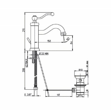 Смеситель для раковины Paini Duomo 88F3211KM Старая бронза 