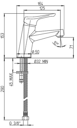 Смеситель для раковины Paini Bios-U 05CR205/59 Хром 