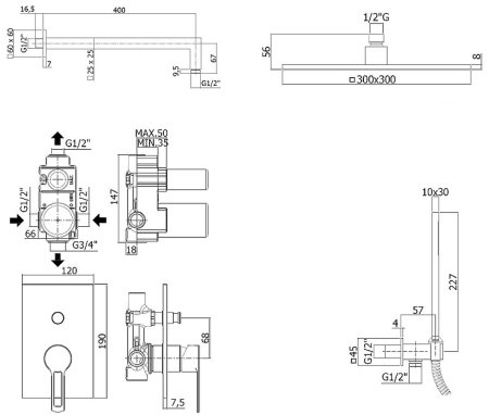 Душевая система Paffoni Ringo KITRIN015NO/MKING Черная матовая 