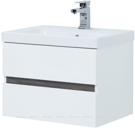 Тумба с раковиной Aquanet Беркли 50 белый/дуб рошелье 