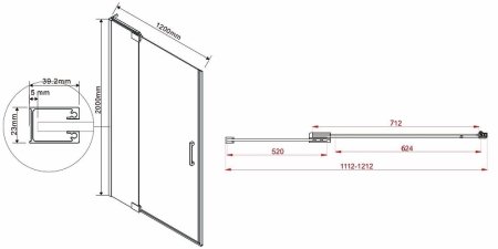Душевая дверь Vincea Extra 120 VDP-1E1112CLB профиль Черный стекло прозрачное 