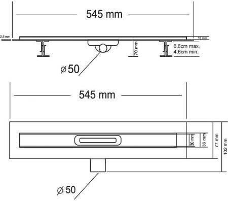 Душевой лоток Vincea Carmine 50 SAY.510.50.P.DUZ с решеткой Хром 