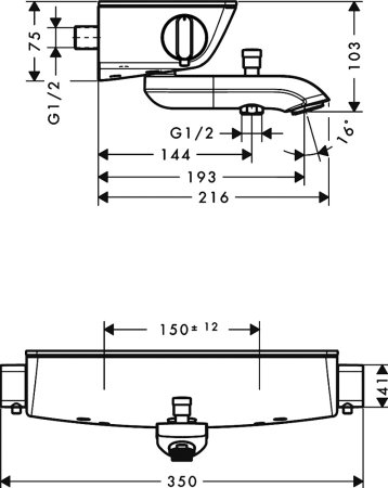 Термостат Hansgrohe Ecostat Select 13141400 для ванны с душем + душевой гарнитур 