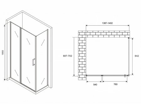 Душевой уголок Abber Sonnenstrand 140х70 AG04140S-S70 профиль Хром стекло прозрачное 