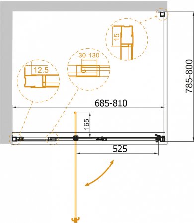 Душевой уголок Cezares Variante AH-1 70/80-80 C Cr 