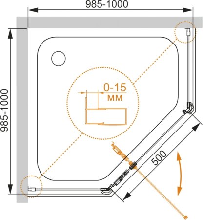 Душевой уголок Cezares Eco O P 1 100 C Cr 
