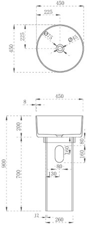 Раковина Abber Kristall 45 AT2702Opal-H Коричневая 