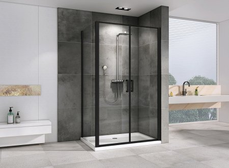 Душевой уголок Abber Sonnenstrand 100x100 AG04100BC-S100B профиль Черный стекло прозрачное 