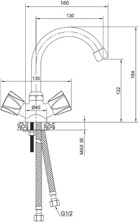Смеситель для раковины Olive's Catalona 23110CT Хром 