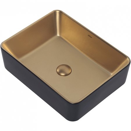 Раковина-чаша Abber Rechteck 49 AC2212BG Золото матовое Черная 