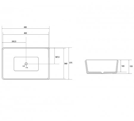 Раковина-чаша Abber Rechteck 49 AC2212BG Золото матовое Черная 