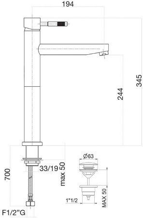 Смеситель для раковины Webert Rimini RI831402015, хром 