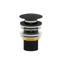 Донный клапан для раковины с переливом WONZON & WOGHAND, Черный матовый (WW-88SS01-MB)