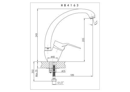 Смеситель однорычажный для кухни HAIBA HB4163 хром 