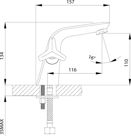 Смеситель для раковины Rossinka RS41-61 Хром Золото 