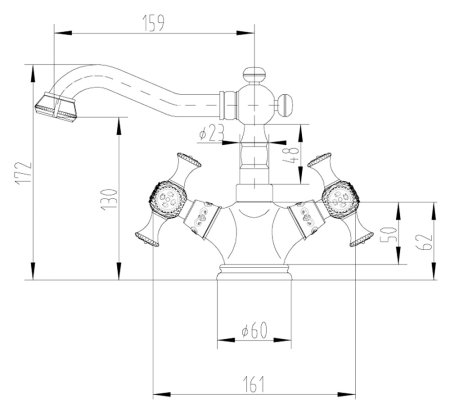 Смеситель Zorg Antic A 7007U-BR для раковины 