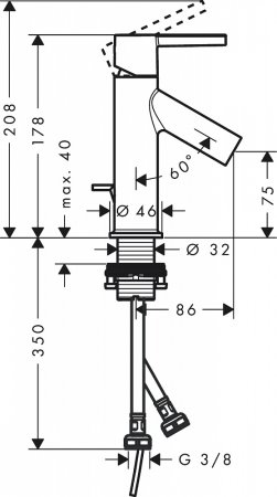 Смеситель Axor Starck 10102340 для раковины, шлифованный черный 